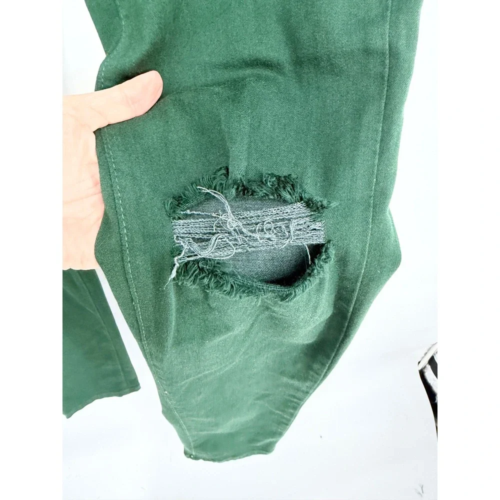 KanCan Skinny Jeans 11/29 Dark Green Distressed Knee Grunge Goblincore‎ KC1654